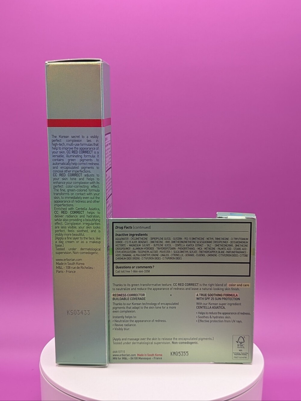 erborian Korean Skin Therapy CC Red Correct Full Size + Mini NIB Even Complexion - Picture 3 of 9